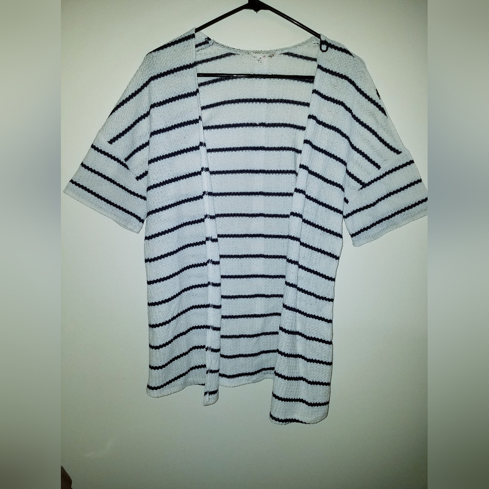 Striped short sleeved cardigan
